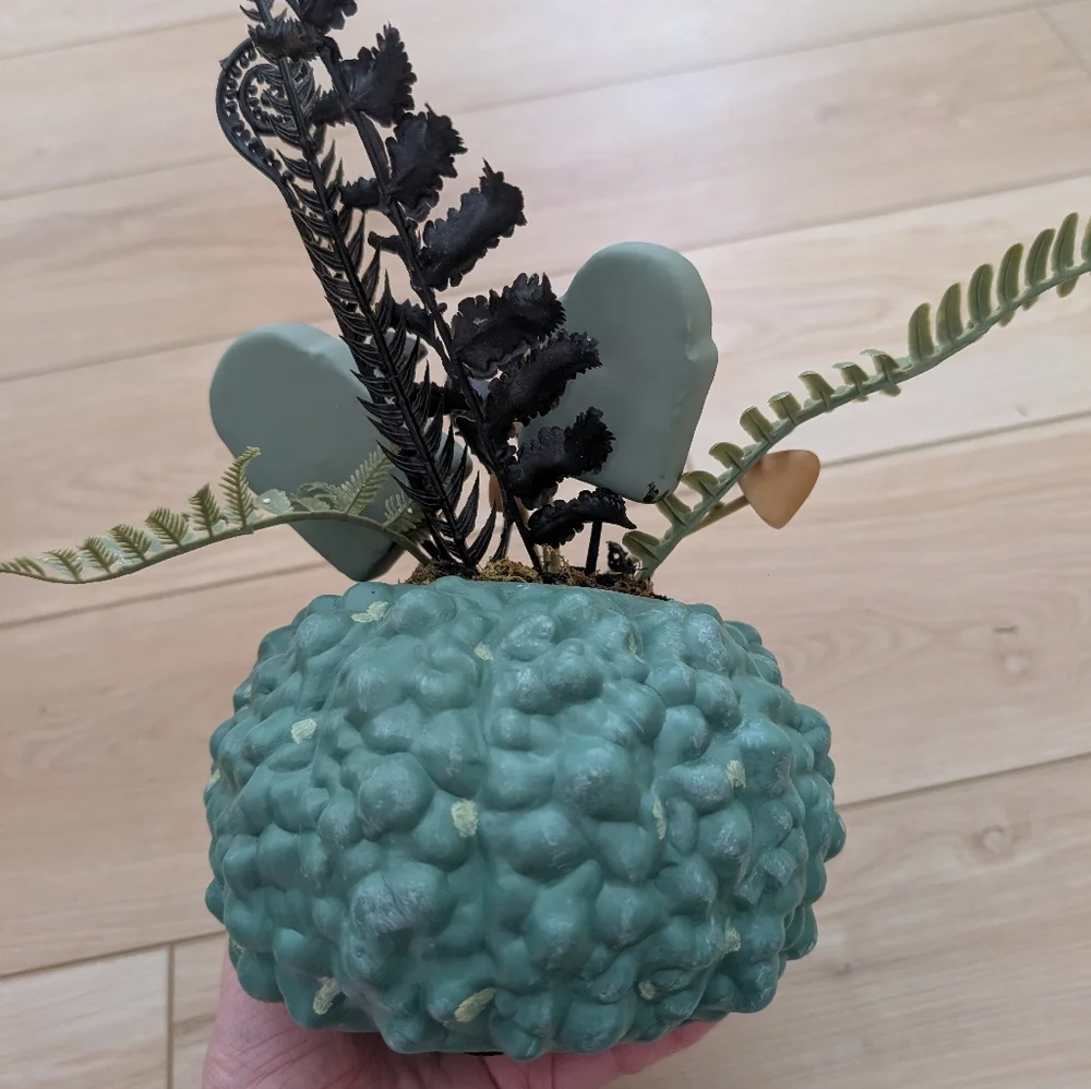 Green Halloween Pumpkin Planter with Mushrooms From Target Hyde And Eek